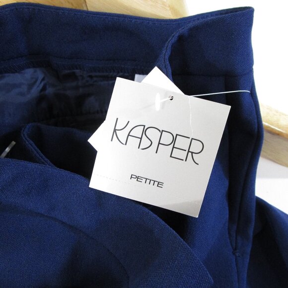 Kasper Petite Solid Navy Blue Pant Suit 12 10P Formal Business Career - Picture 7 of 15